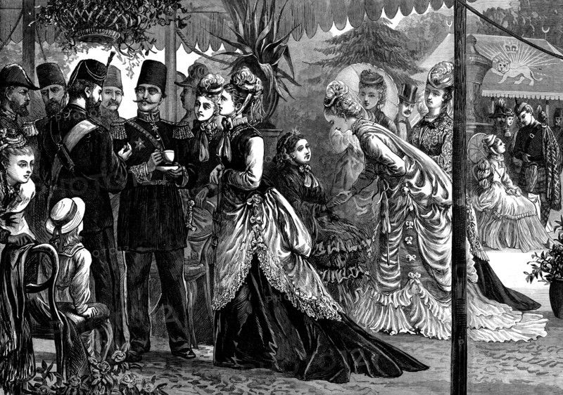 Visit of the Shah: garden party at Chiswick, given by the Prince and Princess of Wales, 1873. Creator: Unknown.