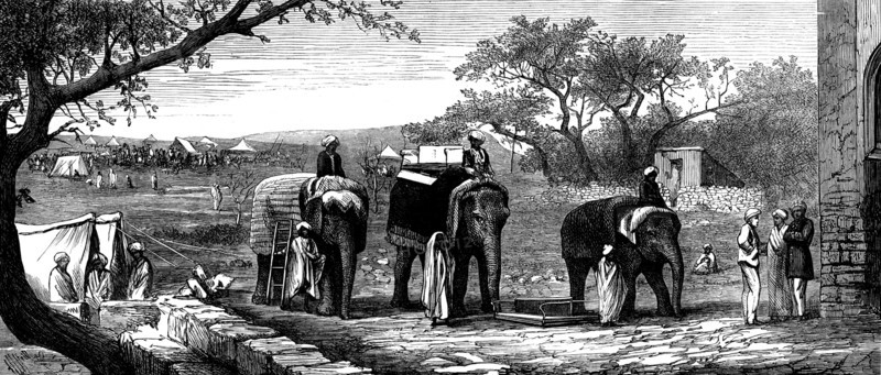 Indian Frontier Sketches: view of the camp near Nourmahal's Tomb, 1873. Creator: Unknown.