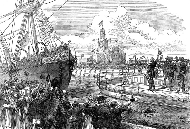 The King of Holland declaring the docks open, 1873. Creator: Unknown.