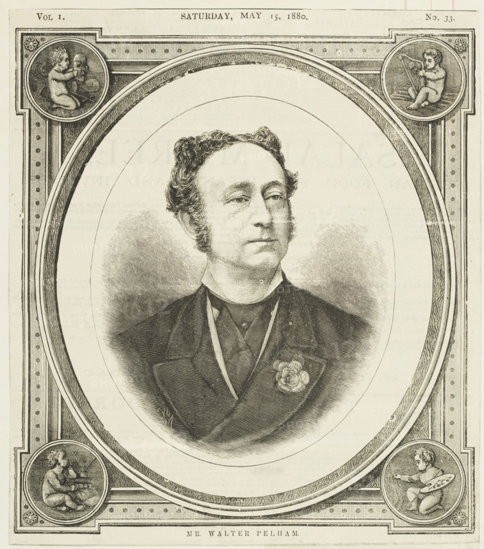 Mr. Walter Pelham, 1880. Portrait of 'the celebrated mimic' who performed 'mimetic recitals' at the Egyptian Hall in Piccadilly, London.