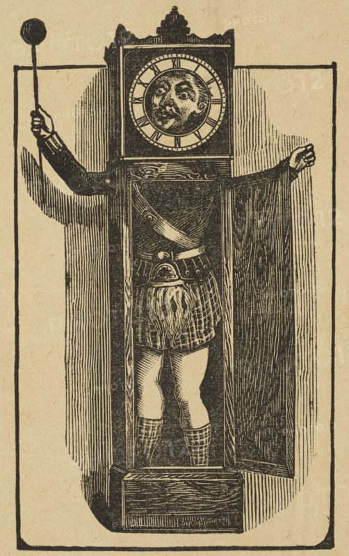The Clock, at Middlesex Music Hall, 1888. 'Comicality' performed by Keegan & Elvin Comedy Company. Joe Elvin and his father Joe Keegan were comedians and music hall performers.