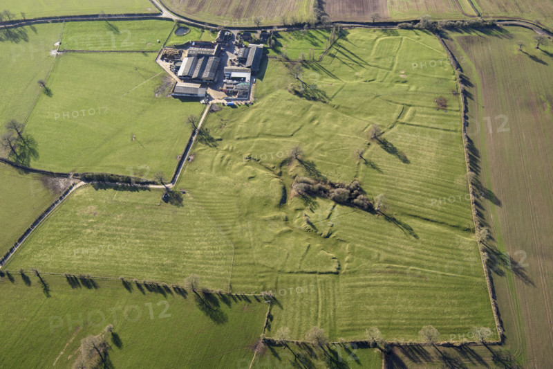The earthwork remains of the abandoned areas of Alkmonton medieval settlement, Derbyshire, 2022.