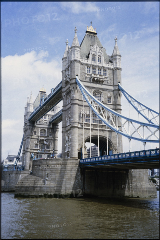 A view from the south-west of Tower Bridge, London, 1990.