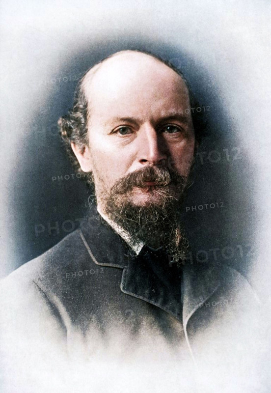 Algernon Charles Swinburne, Victorian era English poet, 1909. Swinburne's (1837-1909) poetry was highly controversial in its day, much of it containing recurring themes of sadomasochism, death-wish, lesbianism and anti-Christian sentiments. Supplement to "The Bookman", 1909. (Colorised black and white print).