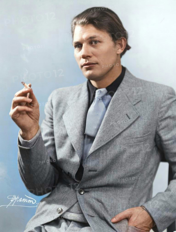 Portrait of the author Harry Martinson (1904-1978), 1933. (Colorised black and white print).