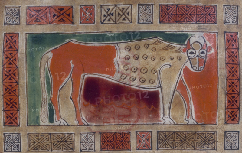 An ox, the symbol of St Luke. From an Anglo-Saxon Gospel. The ox is a reference to his Gospel, which highlights the sacrificial nature of Christ's life.