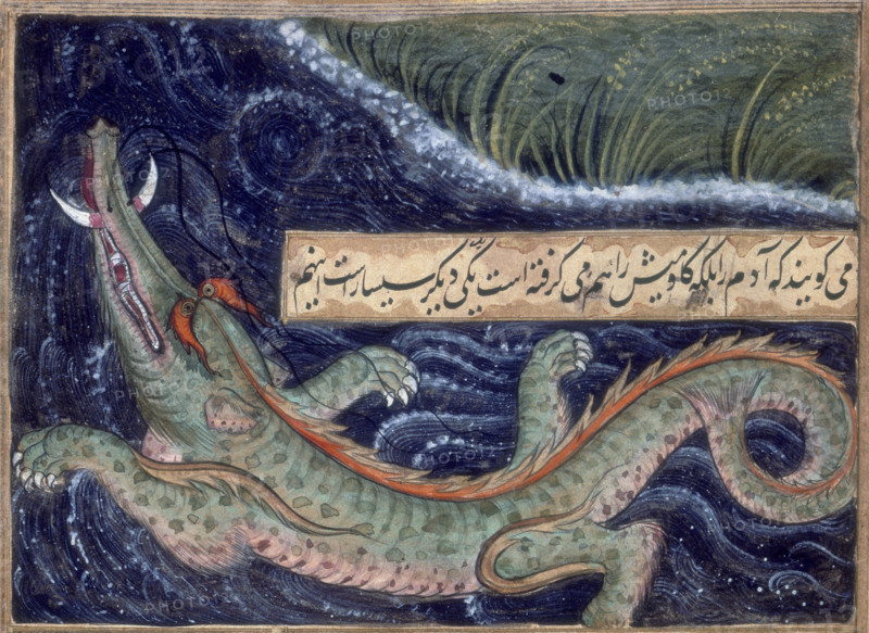Crocodile, 1590. From Vaki'at-i Baburi, the Memoirs of Babur, translated from the Turki original by Mirza 'Abd al-Rahim, Khan-i khanan. One hundred and forty-three miniatures.