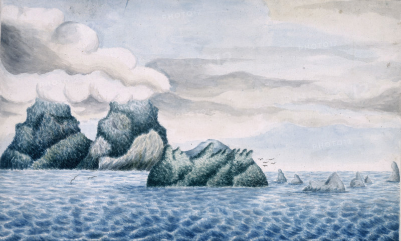 Lord Howe Island, New South Wales, Australia, 1799. The island was discovered and named by Lieutenant Henry Lidgbird Ball whilst sailing from Sydney to Norfolk Island, in 1788. He named it after the First Lord of the Admiralty, Lord Howe.