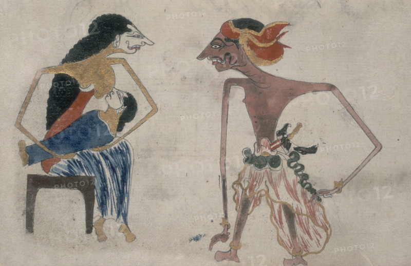A mother suckling her child, 19th century? A woman sits breastfeeding her child in her arms, and looks at a man in front of her.