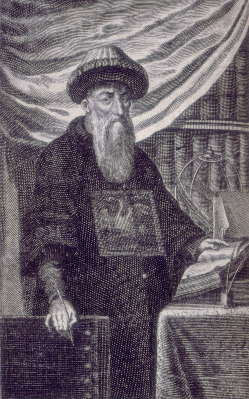 Johann Adam Von Schall, 1672. Portrait of Johann Adam Schall von Bell, German Jesuit missionary, astronomer and instrument-maker, standing in front of a bookshelf. His left hand rests on an opened book, while he holds a quill pen in his right hand. After studying philosophy and theology at the Society of Jesus he went as a missionary to China. He was the first European to become a member of the Chinese court in Peking, and became head of the Office of Astronomy. From "Historica Relatio de ortu et progressu Fidei Ortho". A. Hanckwitz: Ratisbon, 1672.