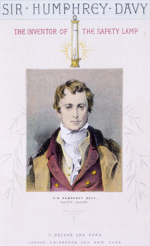 Sir Humphrey [sic] Davy, the Inventor of the Safety Lamp, c1875-c1878. British chemist Humphry Davy (1778-1829) is known for isolating, by using electricity, several elements for the first time. His Davy lamp, a safety lamp for miners, helped prevent fatal explosions in coalmines.