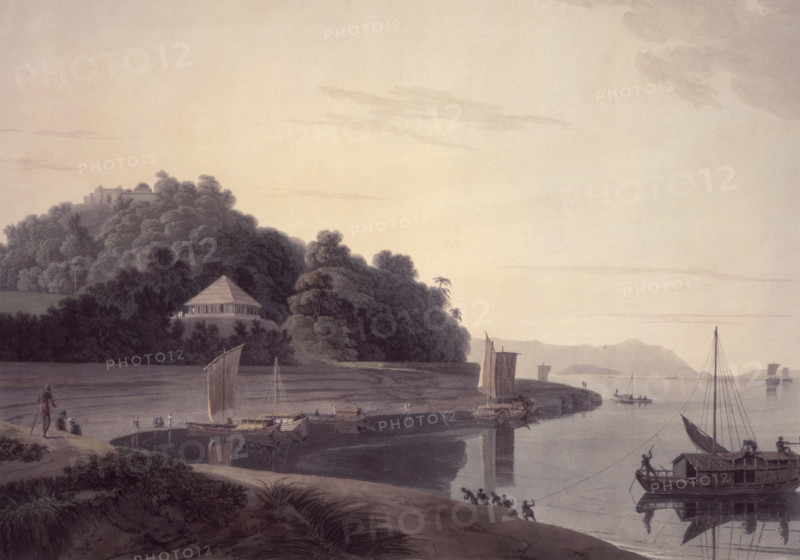 Siccra Gulley on the Ganges, c1795-c1809. From "[Oriental Scenery.] Twenty Four Landscapes, Views in Hindoostan; drawn and engraved by Thomas and William Daniell. (The fourth series.) [With descriptive letterpress.]