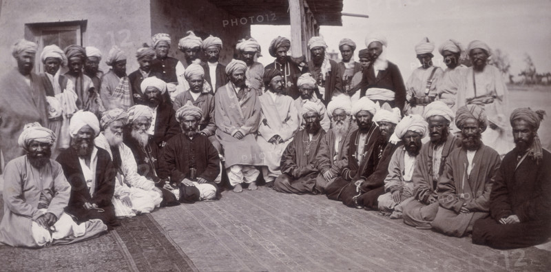 Kohistani chiefs, Kabul, Afgnanistan, c1880. Leaders from the Kohistan area of Afghanistan. Some of them are holding prayer beads.