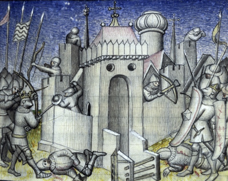 Besieging a castle, c1400.