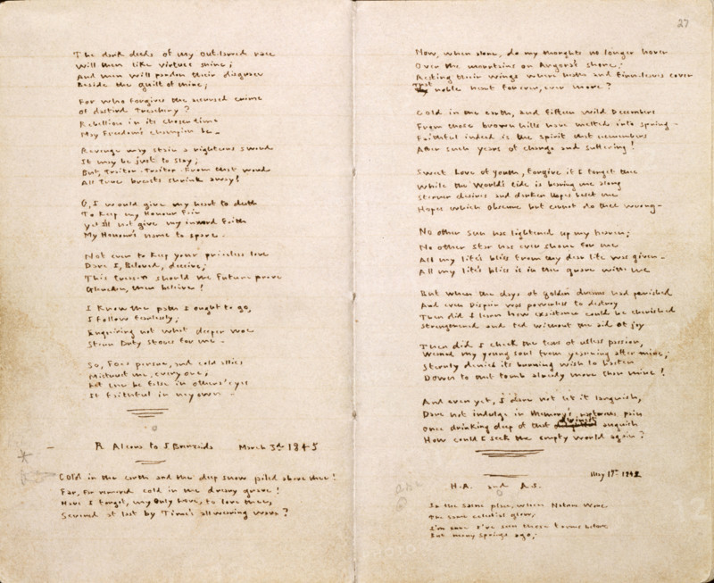 The Gondal Poems by Emily Brontë, 1844-1848. English novelist and poet Emily Jane Brontë (1818-1848), one of the literary Brontë sisters, is best known for her only novel, "Wuthering Heights". She also wrote poetry with her sister Anne.