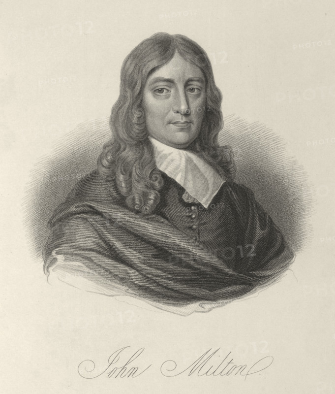 John Milton, c1640-c1660, (1834-1837). John Milton (1608-1674), English author of "Paradise Lost". Plate 1 from "Lives of Eminent and Illustrious Englishmen, from Alfred the Great to the Latest Times", Vol 3. [Glasgow & Edinburgh, 1834-37]