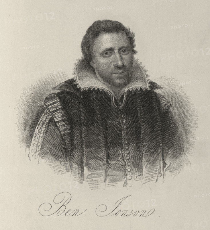 Ben Johnson, c1600-c1637, (1834-1837). English Renaissance dramatist, poet and actor Jonson (c1572-1637) is best known for his plays Volpone and The Alchemist, and for his lyric poems. Plate 1 from "Lives of Eminent and Illustrious Englishmen, from Alfred the Great to the Latest Times", Vol 4. [Glasgow & Edinburgh, 1834-37]