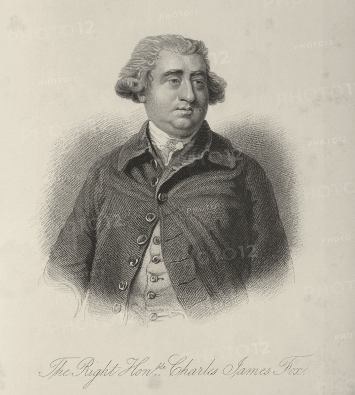 The Right Honble. Charles James Fox, c1780-c1800, (1834-1837). Fox (1749-1807) served as Britain's first foreign secretary (1782, 1783, 1806). Plate 3 from "Lives of Eminent and Illustrious Englishmen, from Alfred the Great to the Latest Times", Vol 7. [Glasgow & Edinburgh, 1834-37]