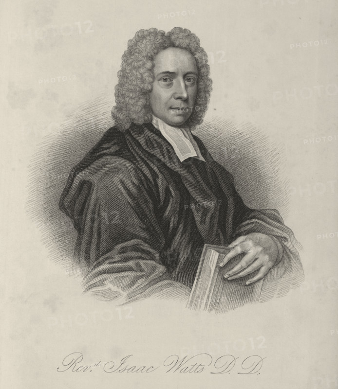Rev Isaac Watts DD, c1720, (1834-1837). Watts (1674-1748) was and English Nonconformist minister, regarded as the father of English hymnody. Plate 5 from "Lives of Eminent and Illustrious Englishmen, from Alfred the Great to the Latest Times", Vol 7. [Glasgow & Edinburgh, 1834-37]