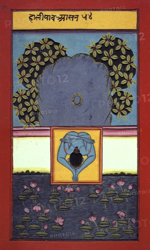 A yogi by a lotus pond, 19th century. From "Asanas and Mudras (Hata Yoga)".