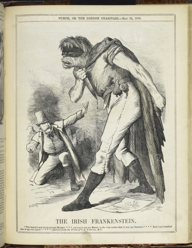The Irish Frankenstein: The baneful and blood, 1882. From Punch Or The London Charivari.