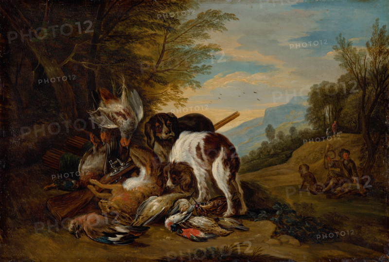 Hunting Still Life in a Landscape, 1700-1715.