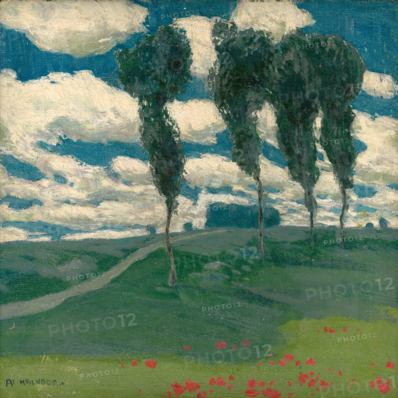 Spring landscape with poplar trees, 1914-1920.