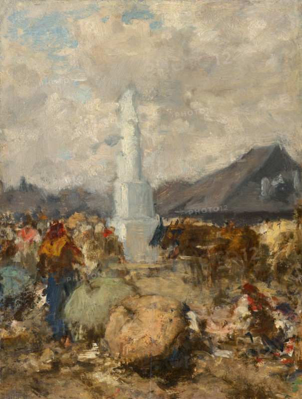 At the Market near the Holy Trinity Column in Szolnok, 1865-1875.