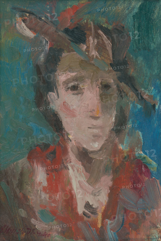 Head study of a woman in a hat, 1940.