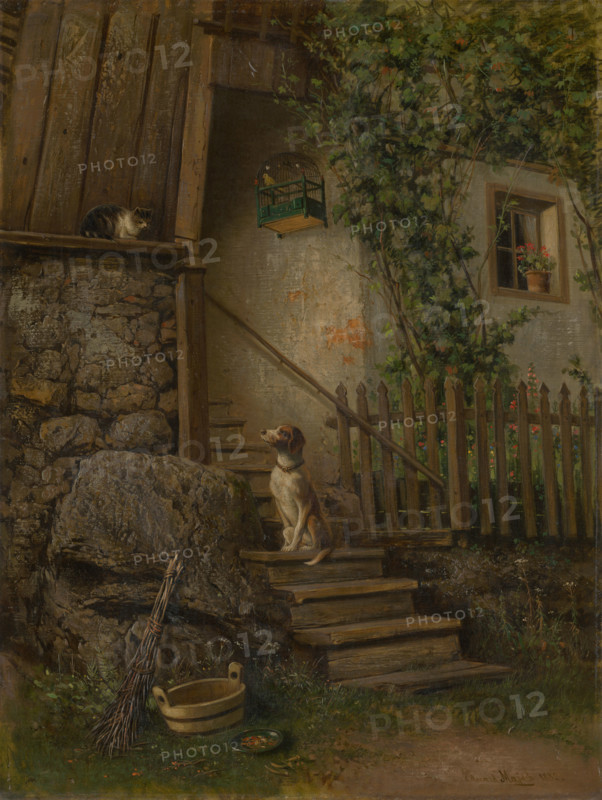 On the Porch (Dog and Cat), 1882.