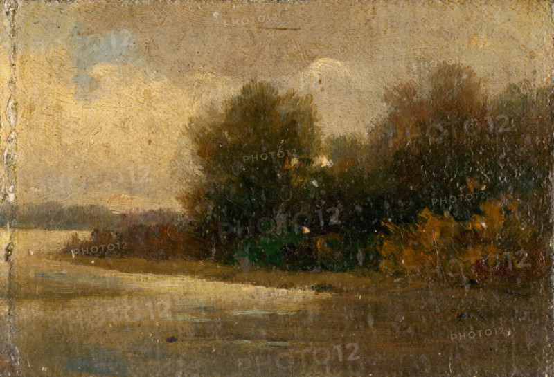 Forest by a river, 1890-1900.