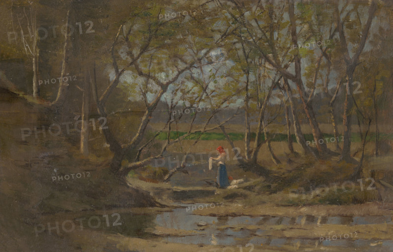 Girl by a brook, 1900-1910.