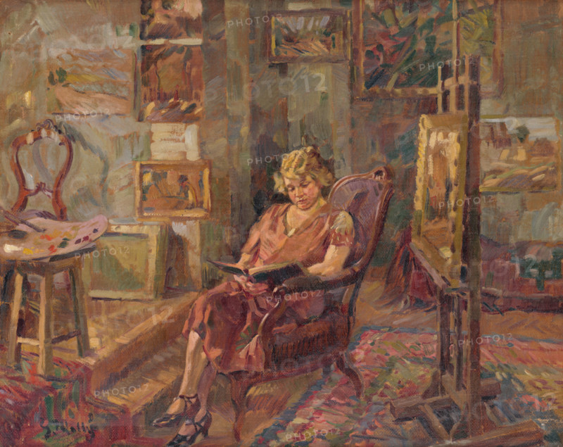 Visit in an Atelier, around 1923.
