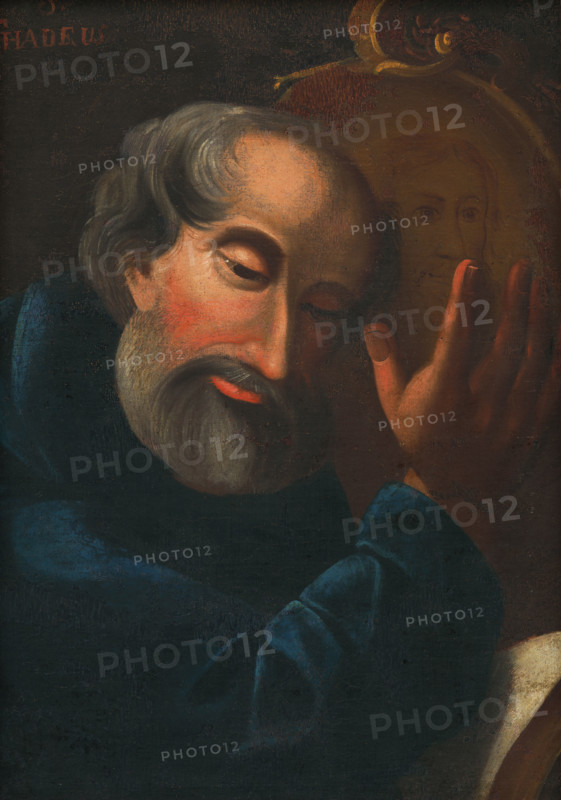 St. Jude Thaddeus, 1795-1805. The saint embraces an image of Christ. Probably by Jan Fignowski.