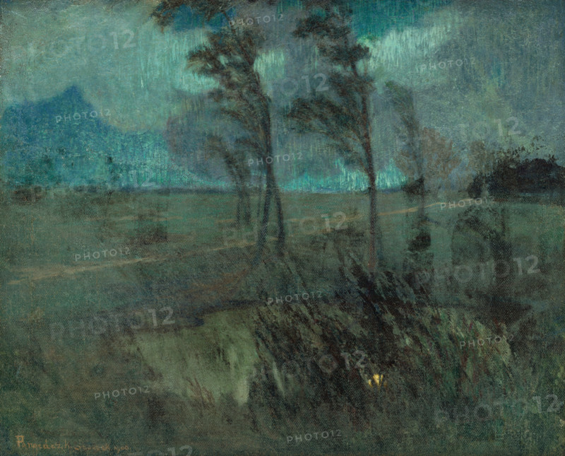 Landscape in a windstorm, c1920.