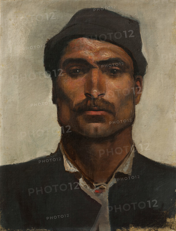 Head of a Man with a Brimmed Hat, 1870-1900.