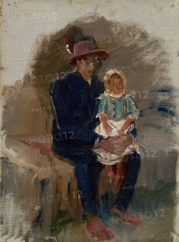 Seated Gypsy with a Girl on his Knees, 1910-1914.