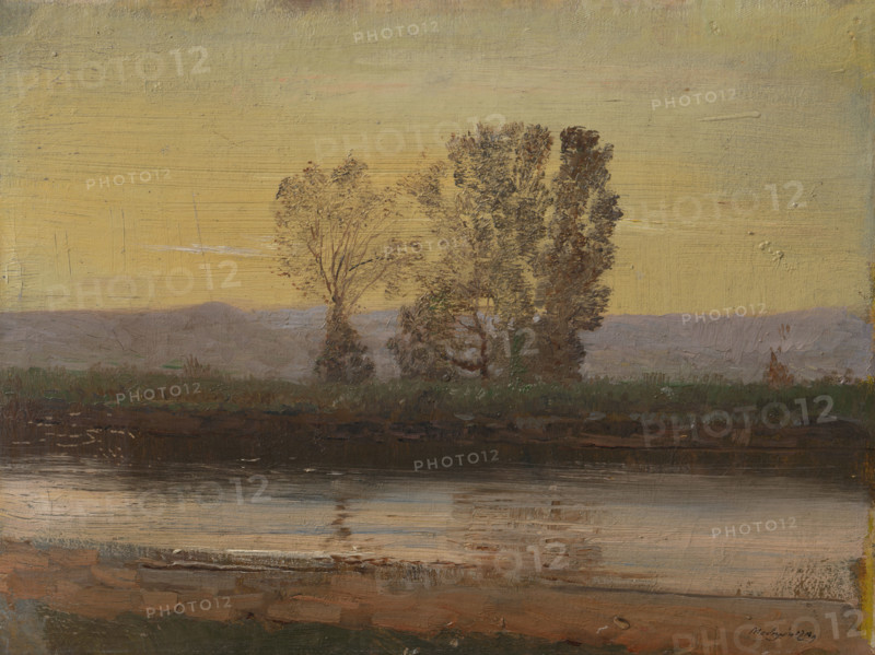 Landscape at Twilight with River and Cluster of Trees, 1895-1905.