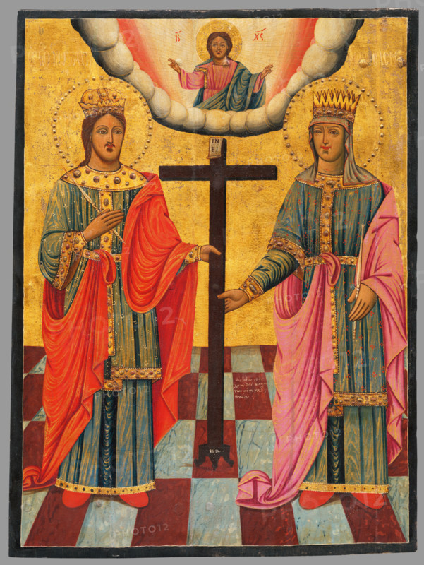 Constantine and Helena (icon), 1812-1818. Flavia Julia Helena was the mother of Constantine I, the first Roman emperor to convert to Christianity.