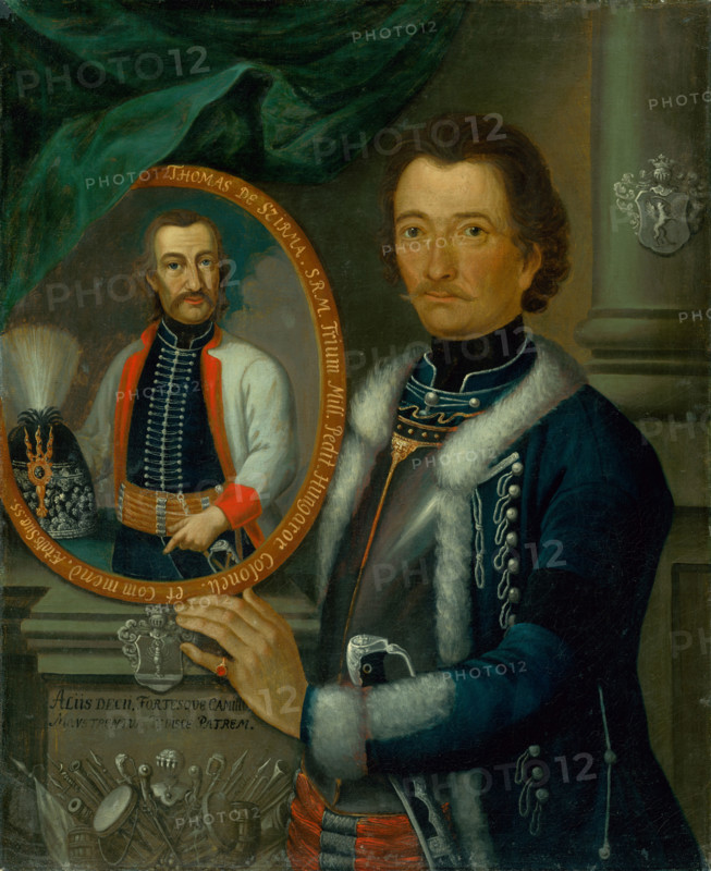 Portrait of a Nobleman from the Szirmay Family; Captain Samuel Szekely with the Likeness of Colonel Tomas Szirnay, around 1750.