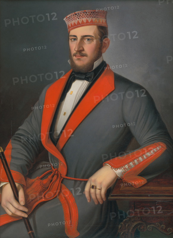 Portrait of Donáth Váradá-Szakmáry in a dressing gown, 1850-1900.