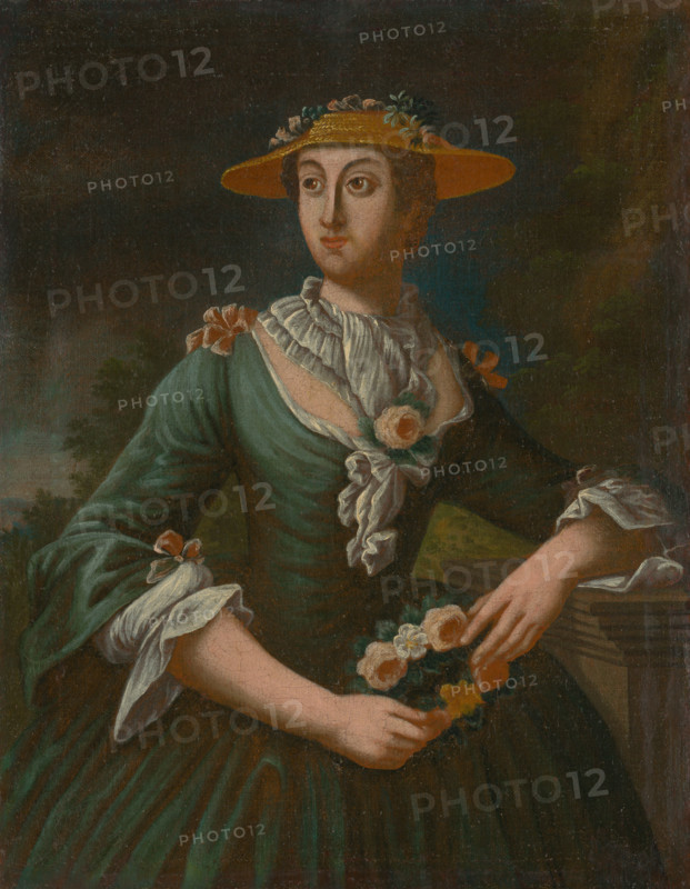 Portrait of a Woman in a Hat with Flowers, 1790-1810.