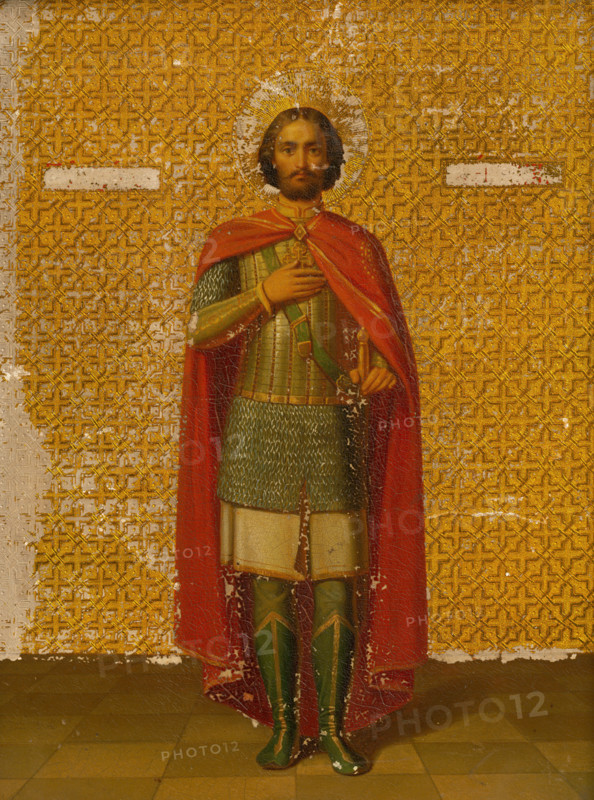 Saint George, 1850-1860. The saint wearing breastplate, chain mail and a cloak.