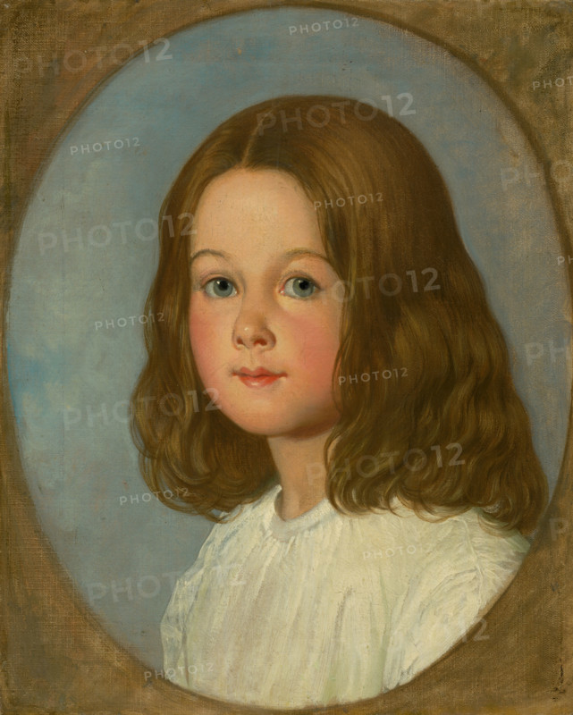 Portrait of a girl with long hair, 1800-1850.