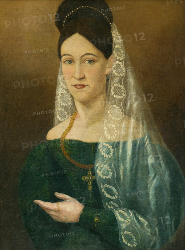 Portrait of a woman in a white veil, 1840-1850.