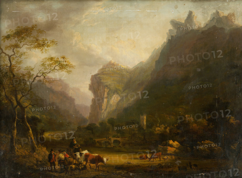 Mountain Valley with a Figural Group in the Foreground, 1800-1820.