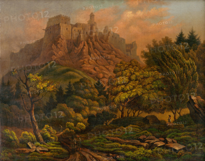 Landscape with Stará Lubovna Castle, 1800-1860.
