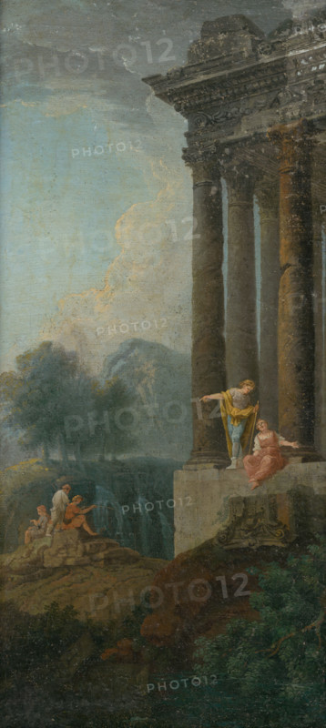 Romantic Landscape with Antique Ruin and Staffage, 1730-1740.
