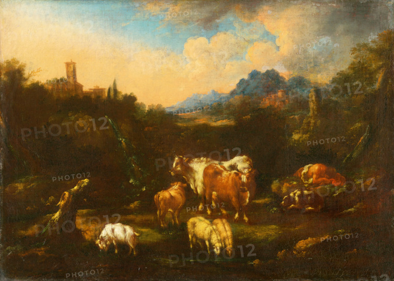 Romantic Landscape with Flock, around 1680-1690.