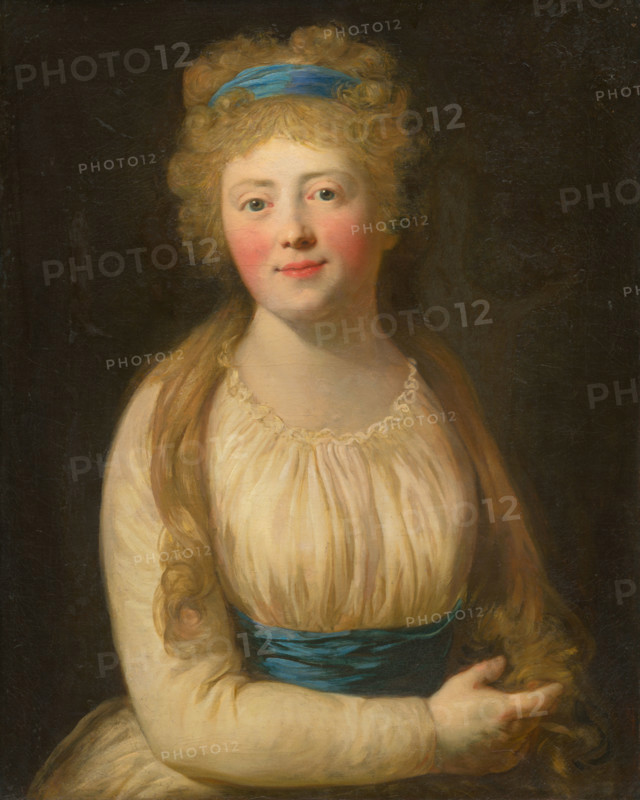 Portrait of a Woman in Pale Clothes with a Blue Ribbon in her Hair, 1780-1800.